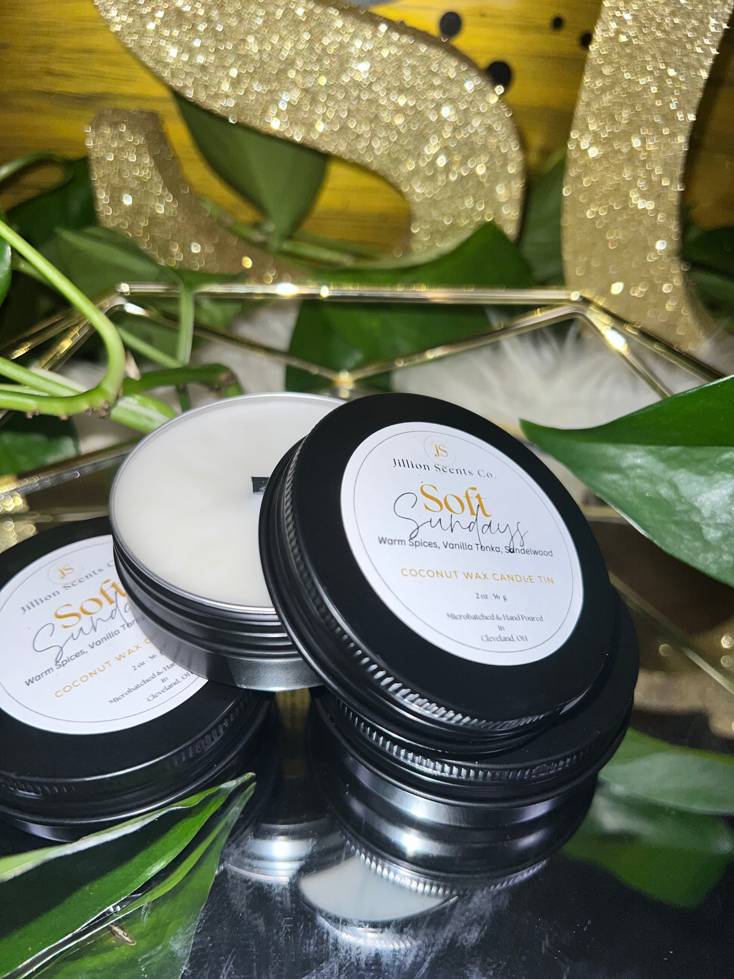 2 oz Soft Sundays Mini Candle Apricot Coconut Cream Wax Candle Tin