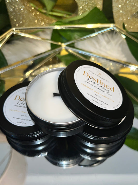2oz Destined Dreams Mini Candle Apricot Coconut Cream Wax Candle Tin
