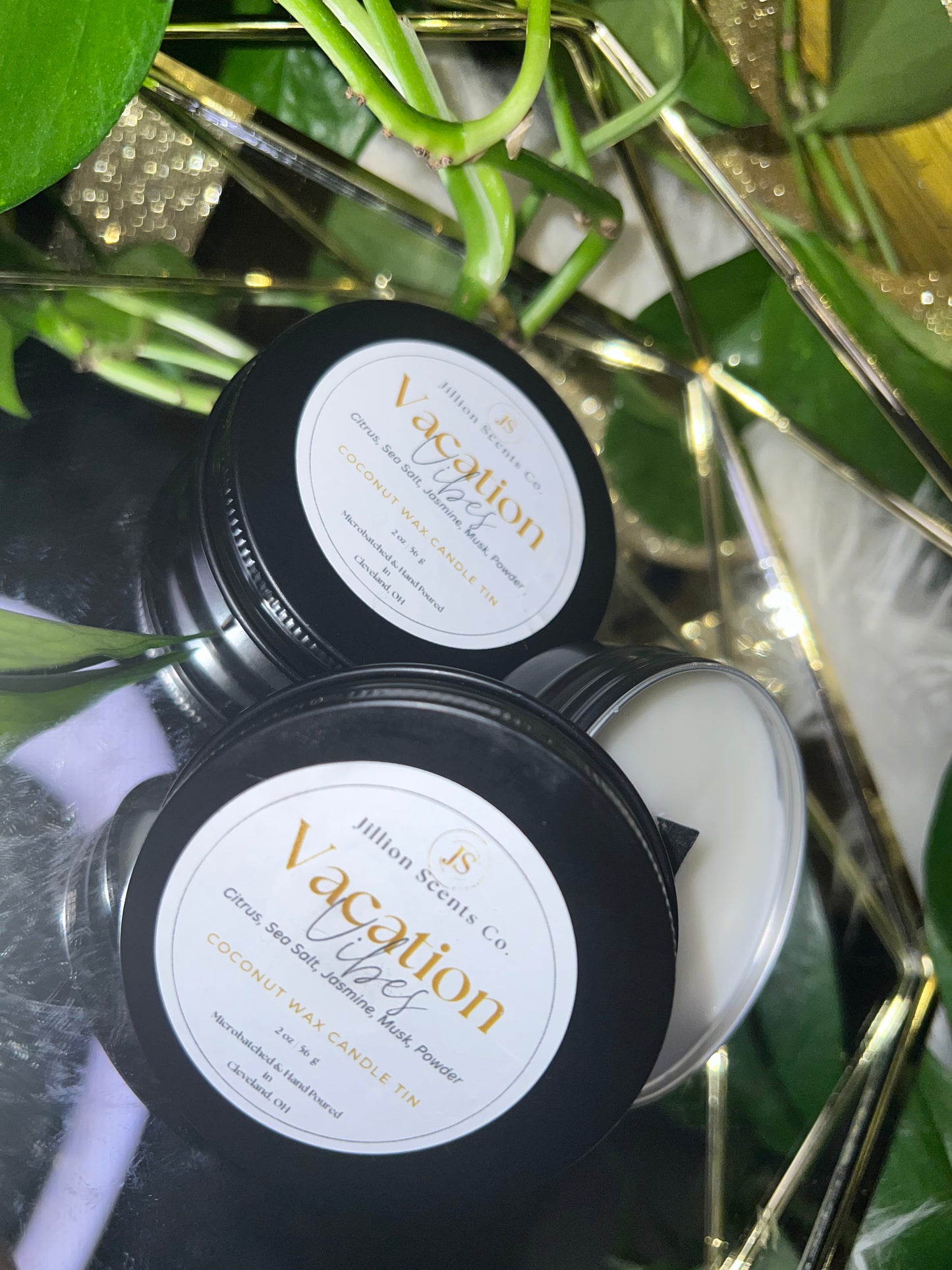 2 oz Vacation Vibes Mini Candle Apricot Coconut Cream Wax Candle Tin