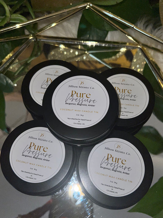 2 oz Pure Pressure Mini Candle Apricot Coconut Cream Wax Candle Tin