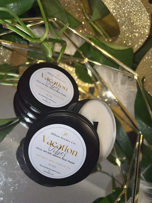 2 oz Vacation Vibes Mini Candle Apricot Coconut Cream Wax Candle Tin