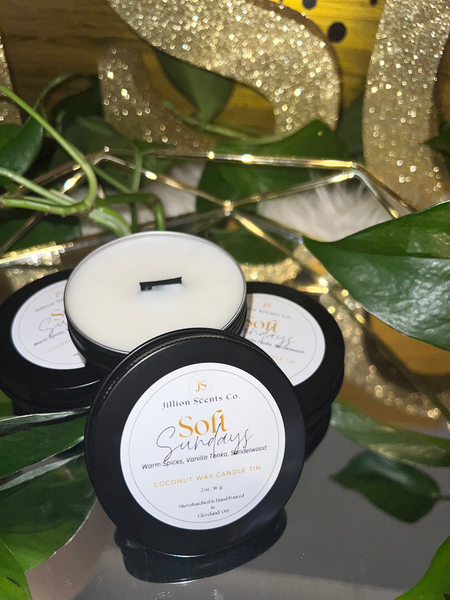 2 oz Soft Sundays Mini Candle Apricot Coconut Cream Wax Candle Tin